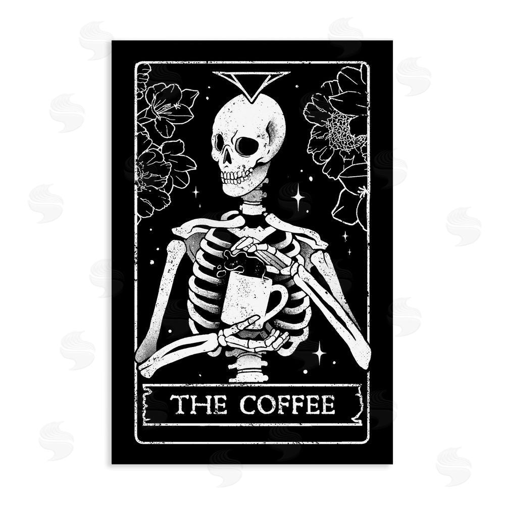 EduEly Designs The Coffee Skeleton Tarot Stretched Canvas Wall Art Print