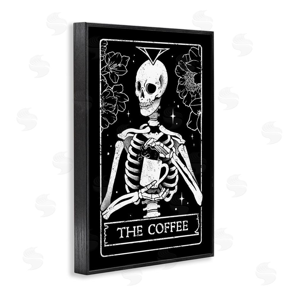 EduEly Designs The Coffee Skeleton Tarot Black Framed Giclee Wall Art Print