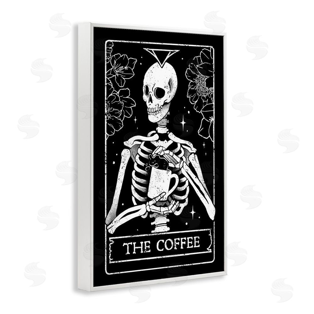 EduEly Designs The Coffee Skeleton Tarot White Framed Giclee Wall Art Print