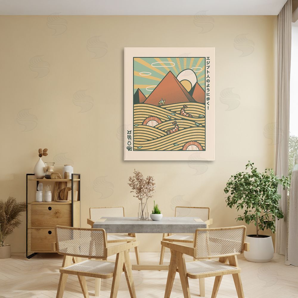 Tobe Fonseca Egyptian Ramen Pyramids Stretched Canvas Wall Art in Room