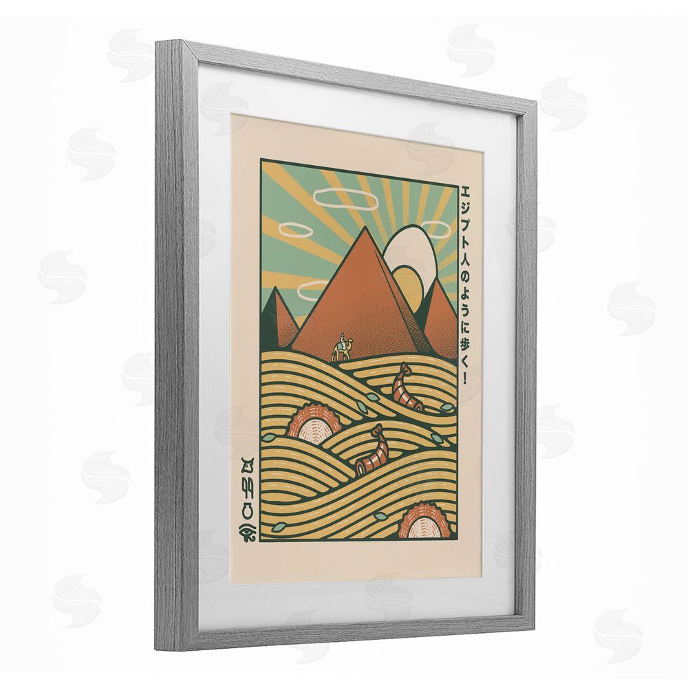 Tobe Fonseca Egyptian Ramen Pyramids Gray Framed Print Under Glass Wall Art