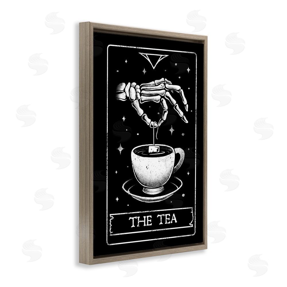 EduEly Designs The Tea Skeleton Tarot Brown Floating Frame Canvas Wall Art Print