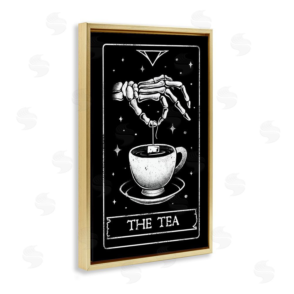 EduEly Designs The Tea Skeleton Tarot Gold Floating Frame Canvas Wall Art Print