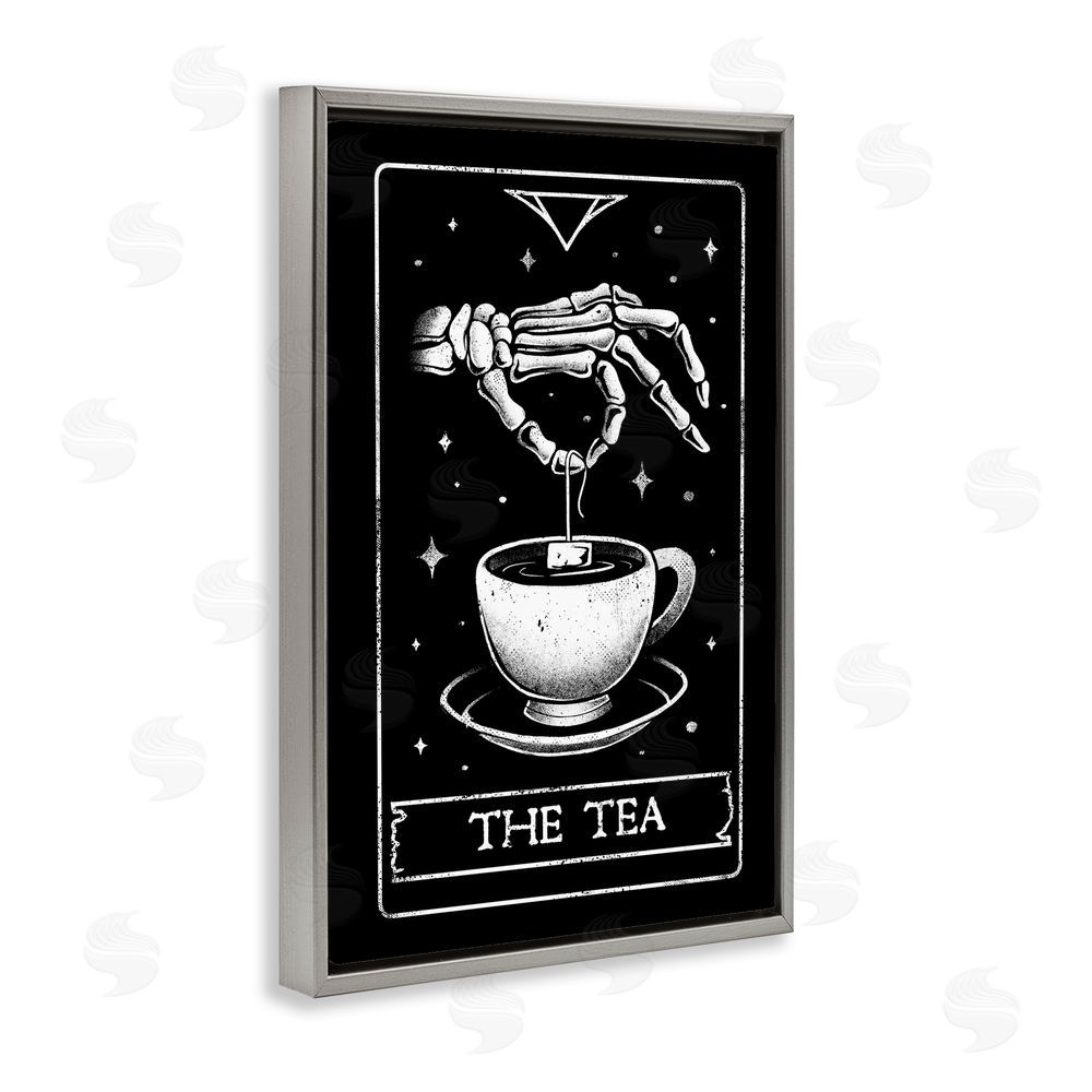 EduEly Designs The Tea Skeleton Tarot Gray Floating Frame Canvas Wall Art Print