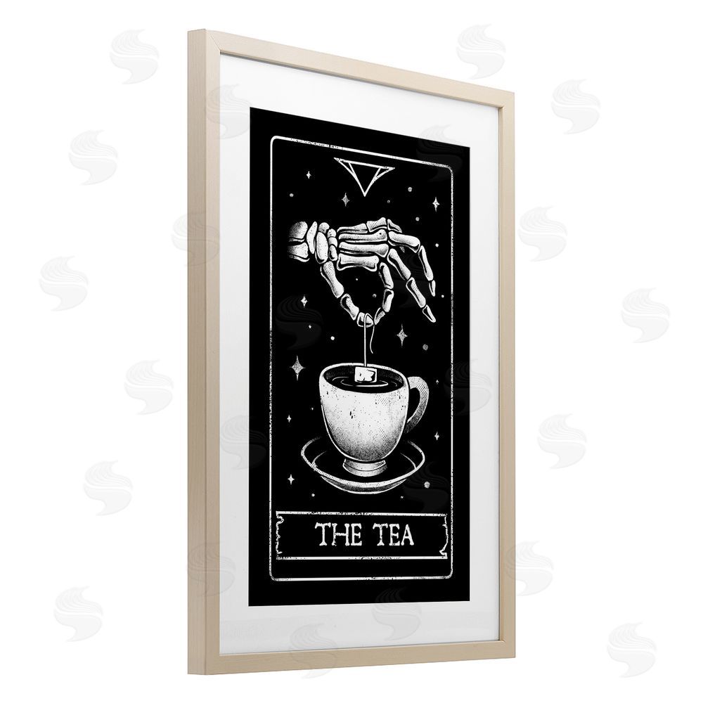 EduEly Designs The Tea Skeleton Tarot Birch Framed Print Under Glass Wall Art