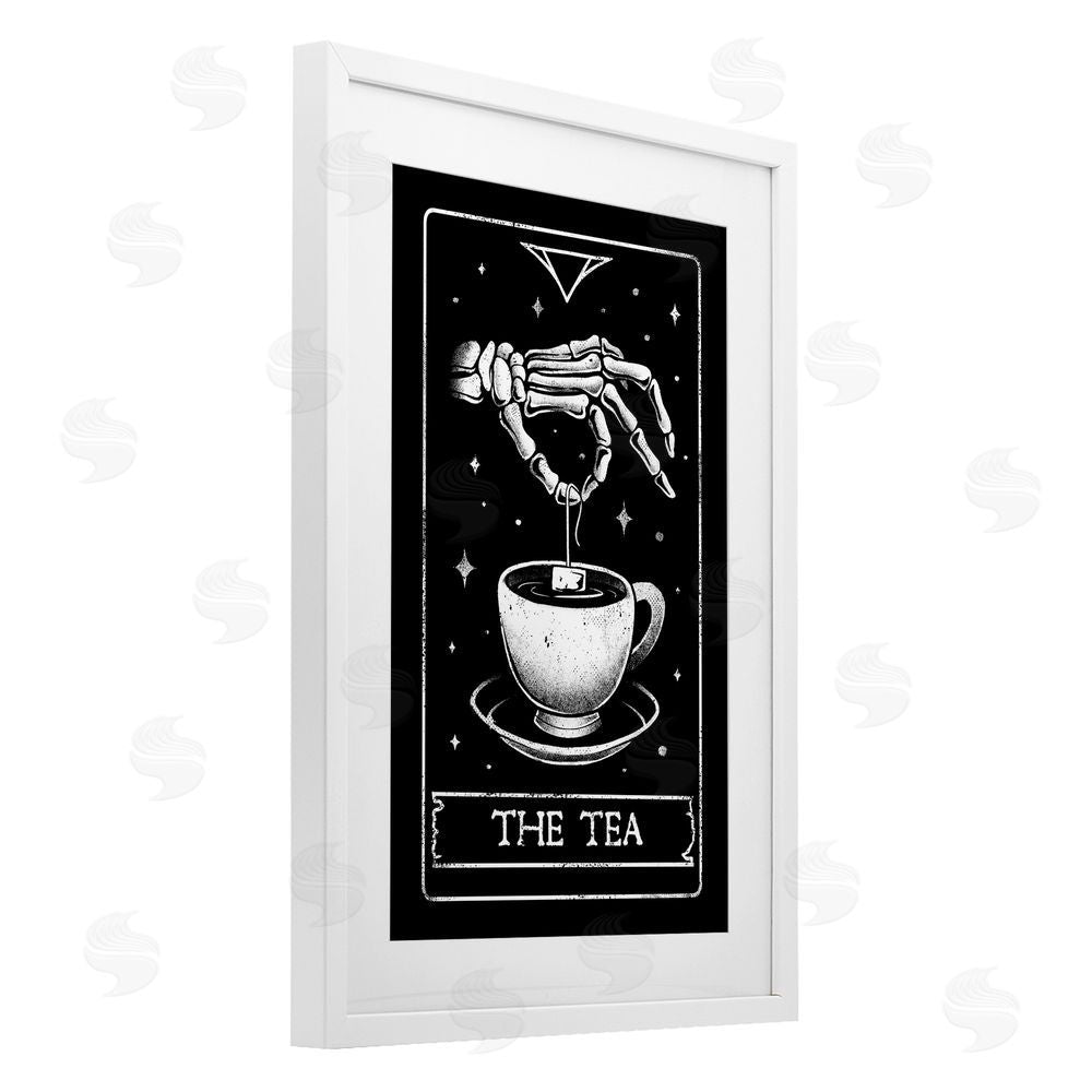 EduEly Designs The Tea Skeleton Tarot White Framed Print Under Glass Wall Art