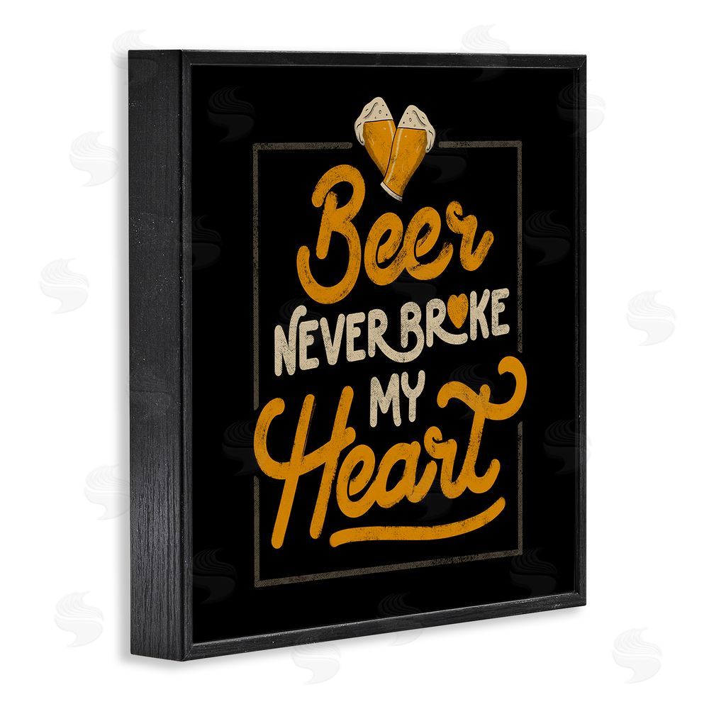 EduEly Designs Beer Never Broke My Heart Black Framed Giclee Wall Art Print