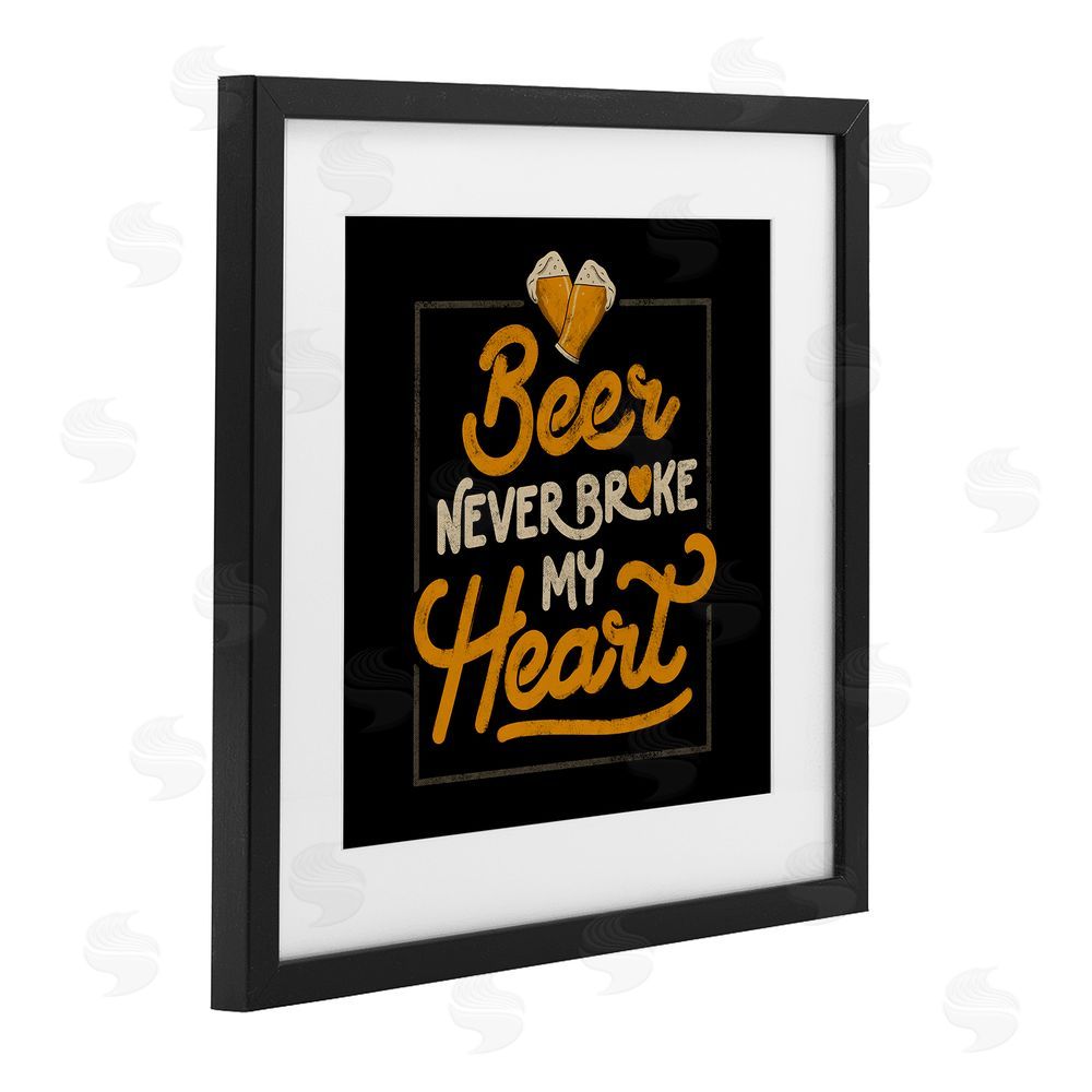 EduEly Designs Beer Never Broke My Heart Black Framed Print Under Glass Wall Art