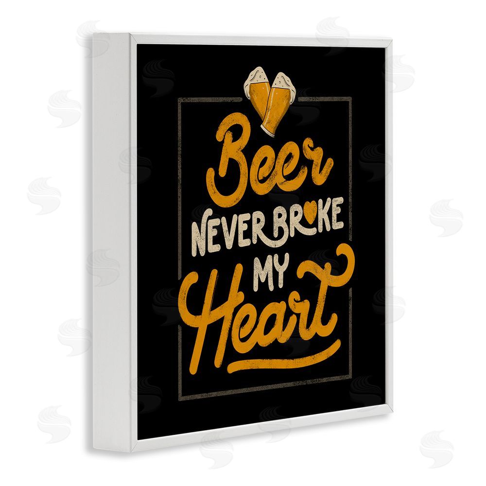 EduEly Designs Beer Never Broke My Heart White Framed Giclee Wall Art Print
