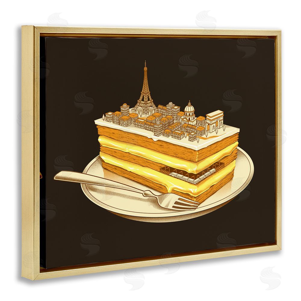 Tobe Fonseca Hungry For Travels Paris Gold Floating Frame Canvas Wall Art Print