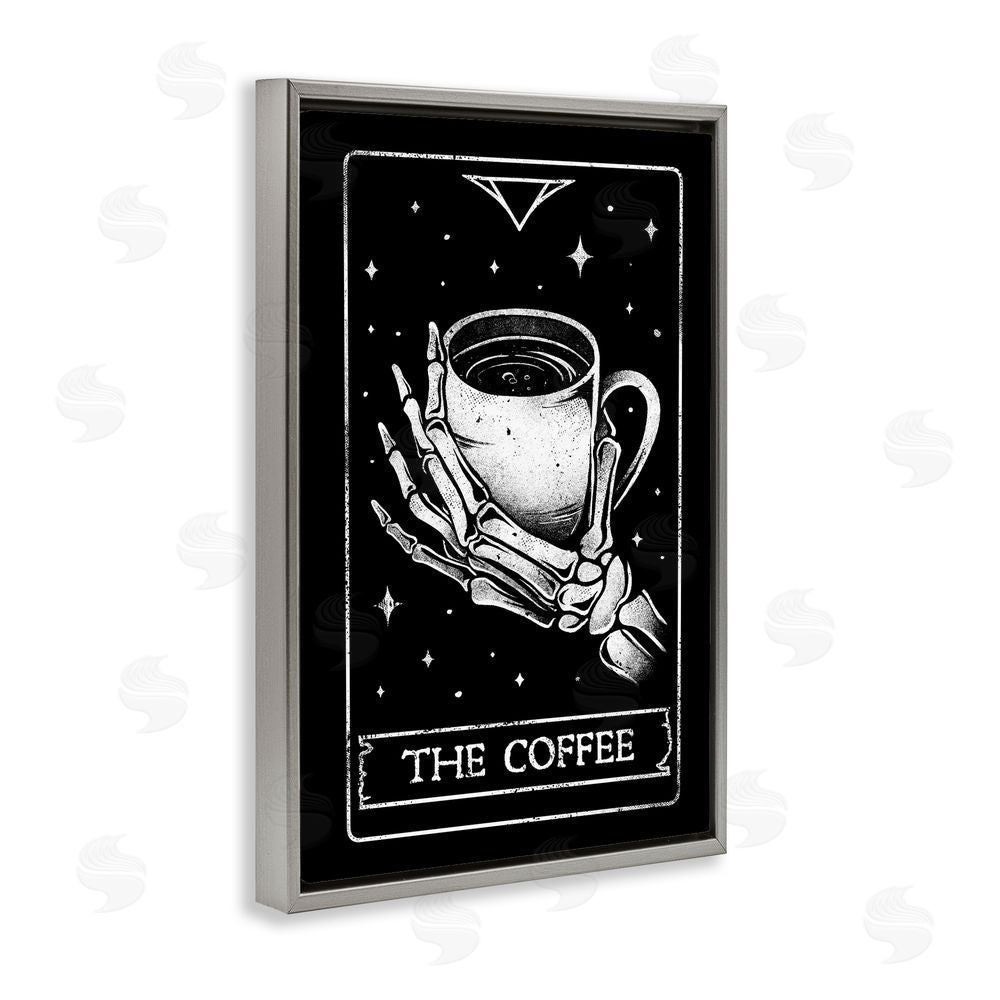 EduEly Designs The Coffee Tarot Card Gray Floating Frame Canvas Wall Art Print