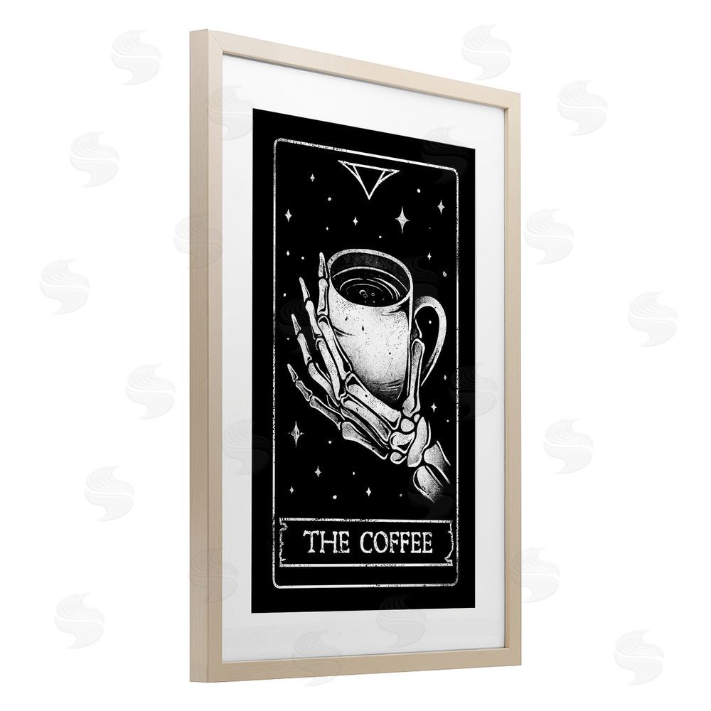 EduEly Designs The Coffee Tarot Card Birch Framed Print Under Glass Wall Art