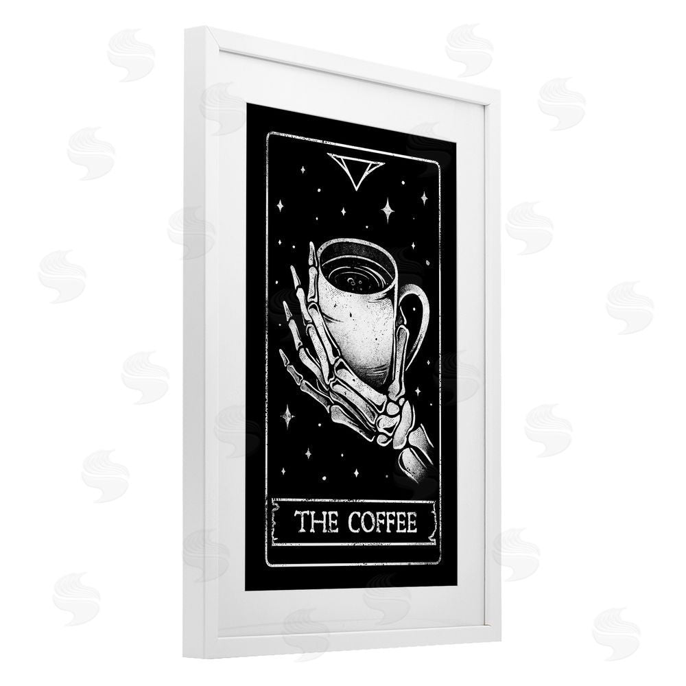 EduEly Designs The Coffee Tarot Card White Framed Print Under Glass Wall Art