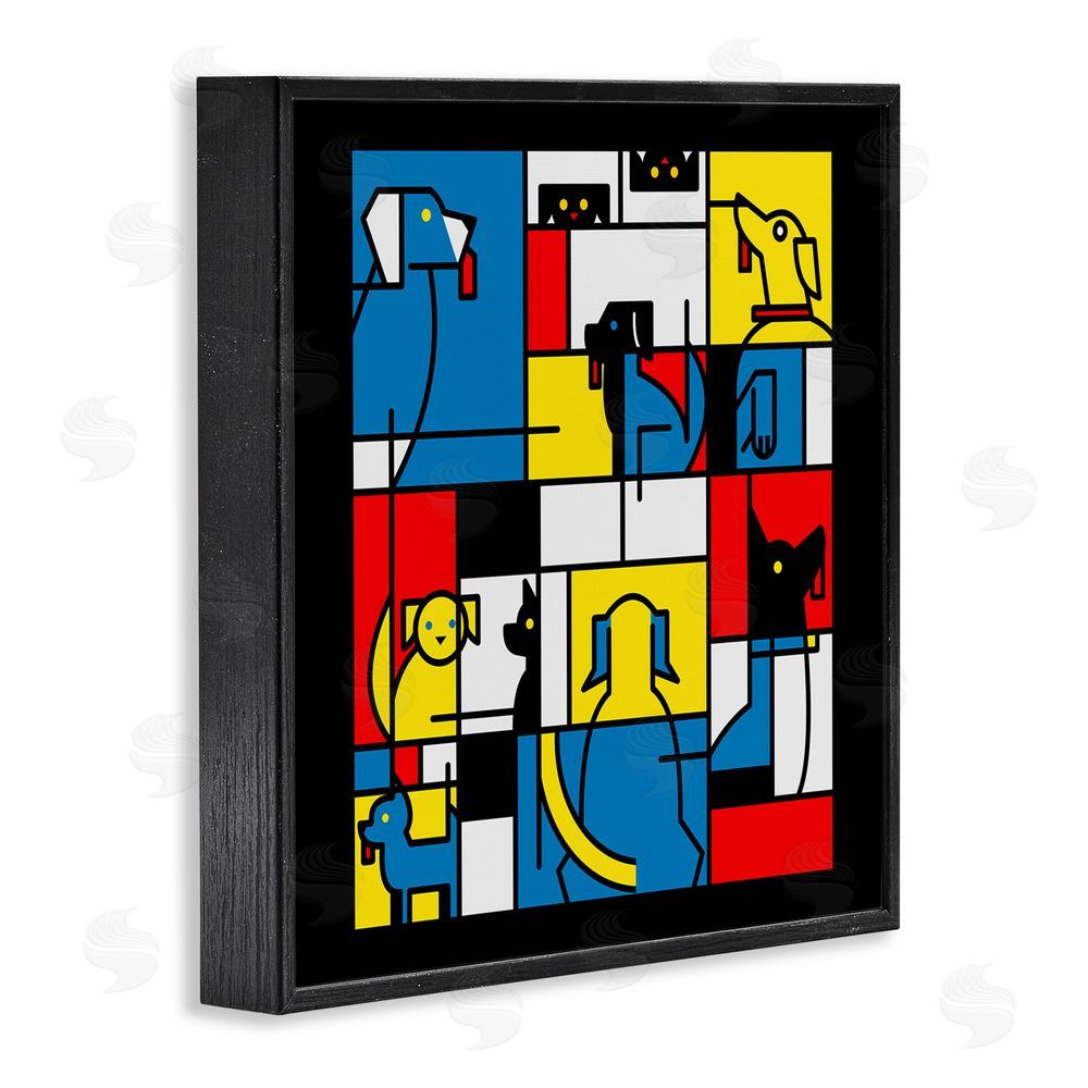 Tobe Fonseca Color Block Dogs Abstract Black Framed Giclee Wall Art Print