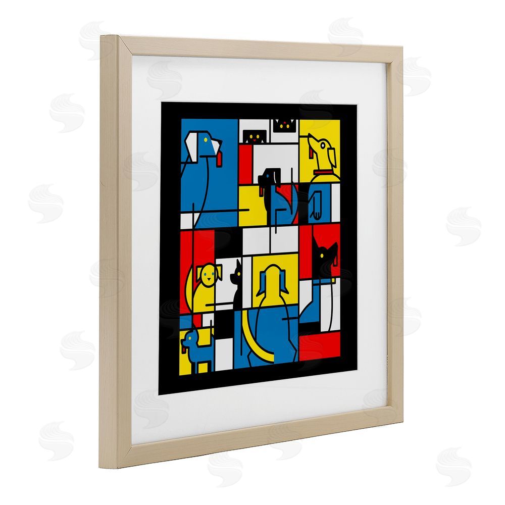 Tobe Fonseca Color Block Dogs Abstract Brown Framed Print Under Glass Wall Art