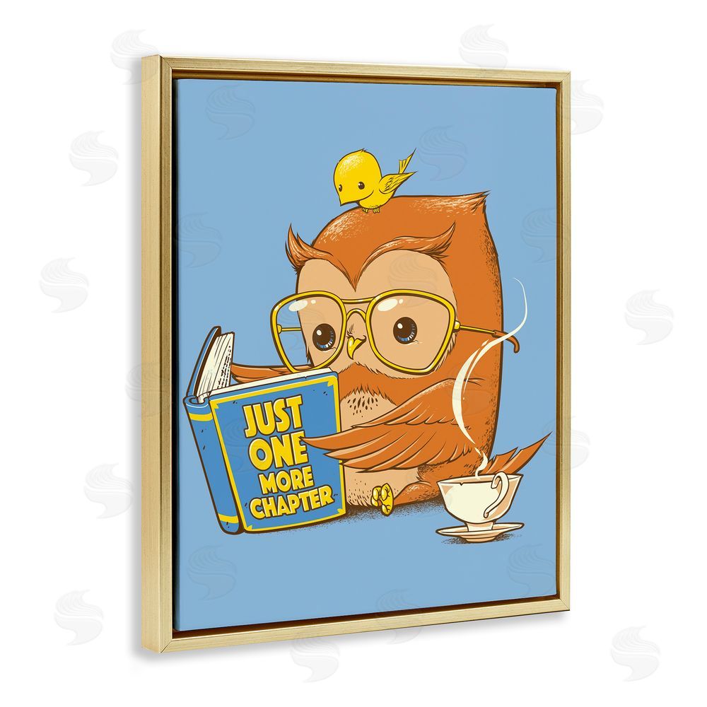 Tobe Fonseca One More Chapter Owl Gold Floating Frame Canvas Wall Art Print