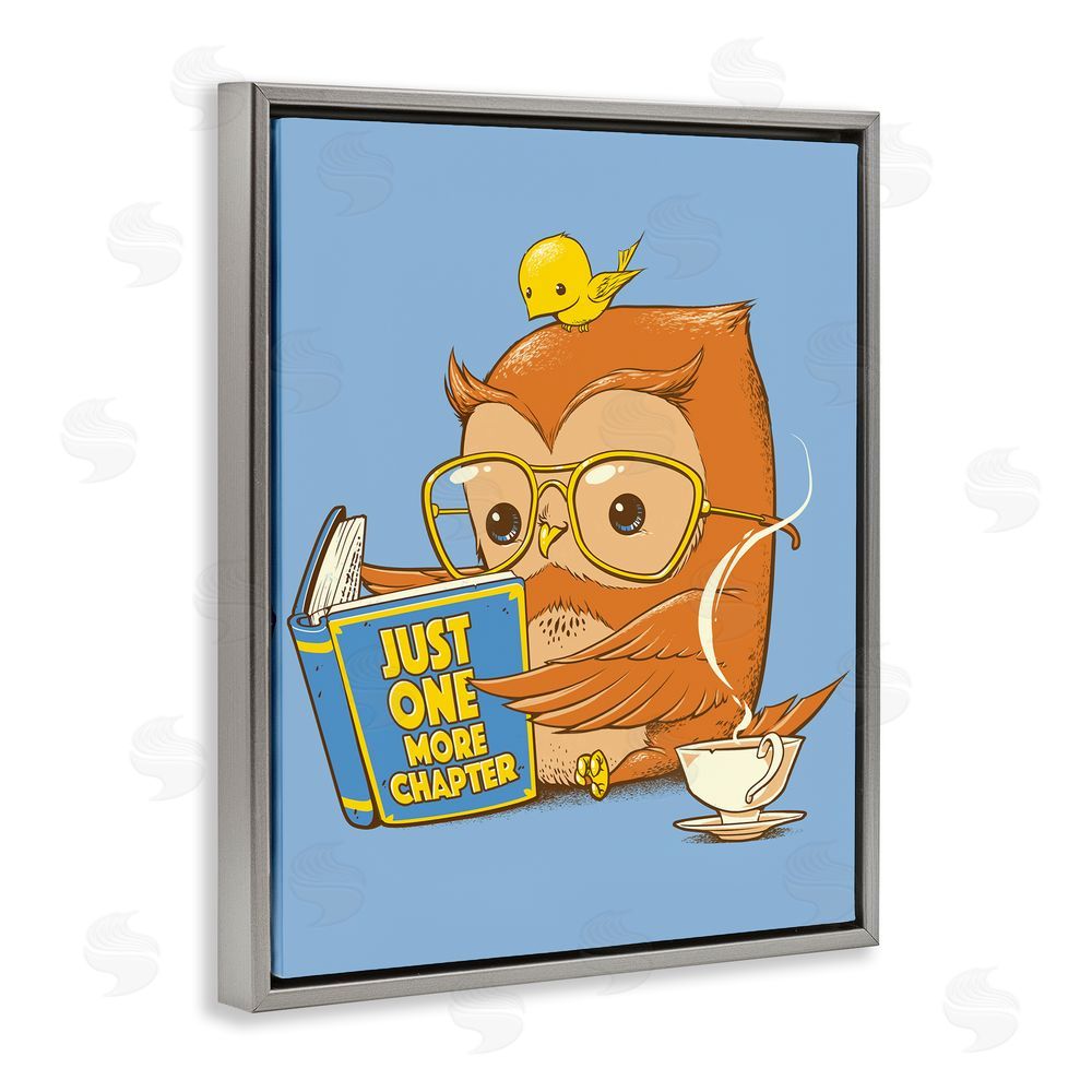 Tobe Fonseca One More Chapter Owl Gray Floating Frame Canvas Wall Art Print