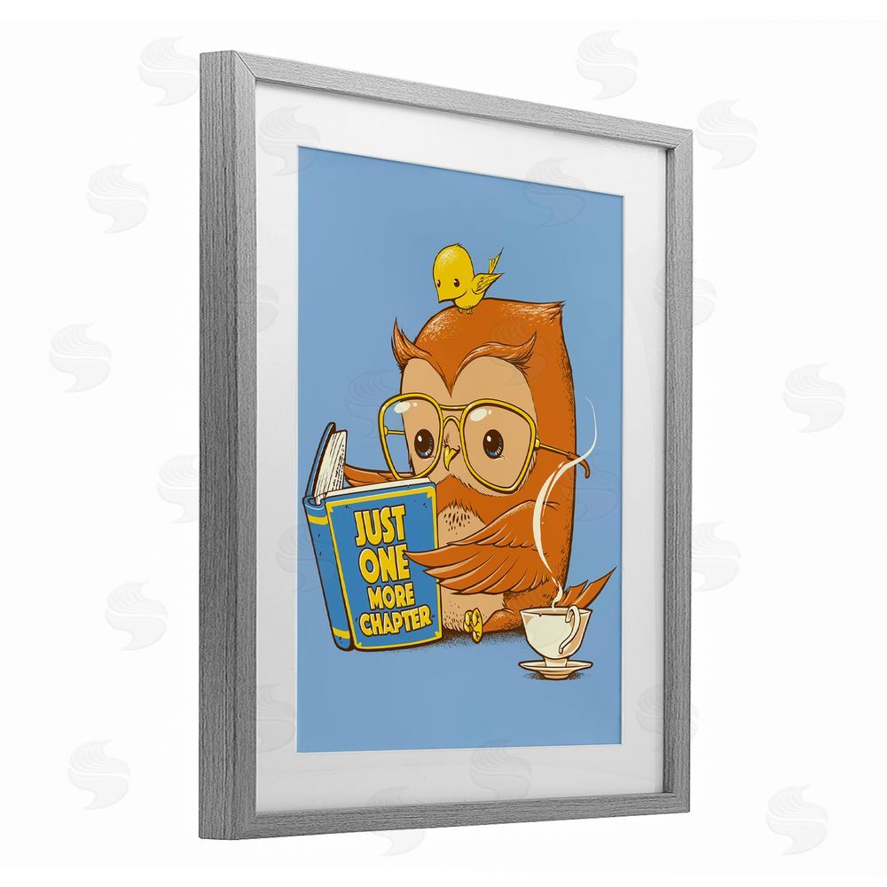 Tobe Fonseca One More Chapter Owl Gray Framed Print Under Glass Wall Art