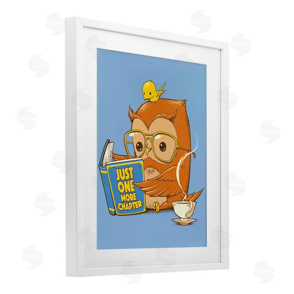 Tobe Fonseca One More Chapter Owl White Framed Print Under Glass Wall Art