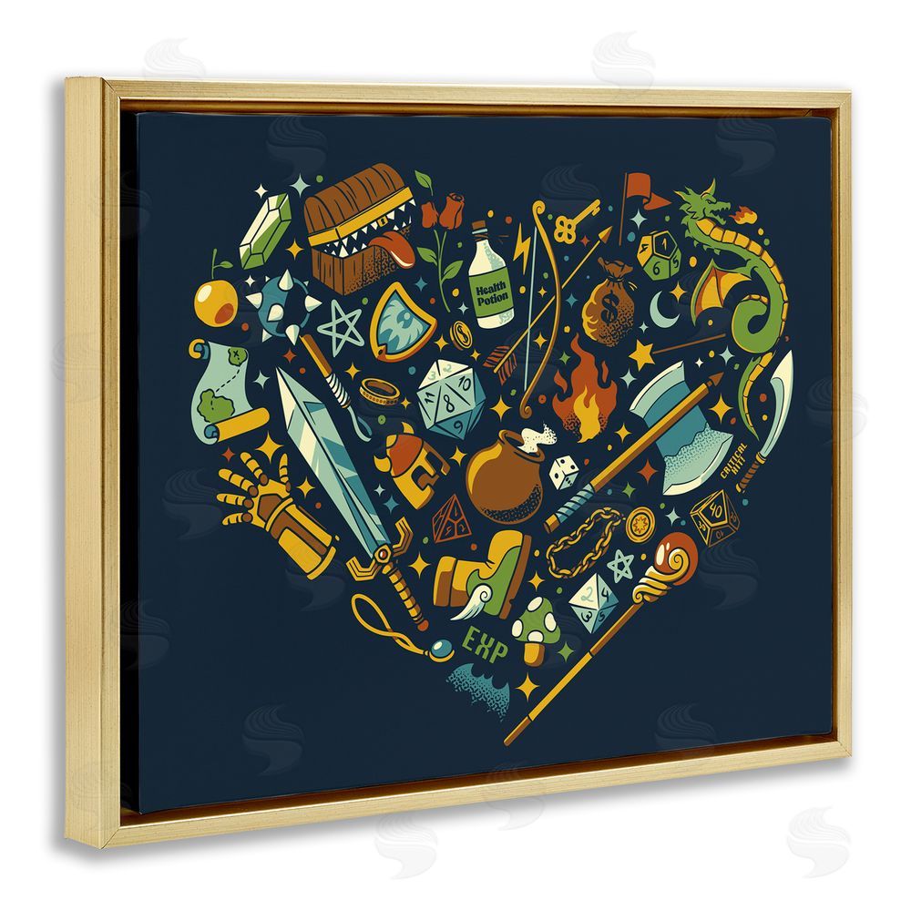 Tobe Fonseca Board Game RPG Trinkets Gold Floating Frame Canvas Wall Art Print
