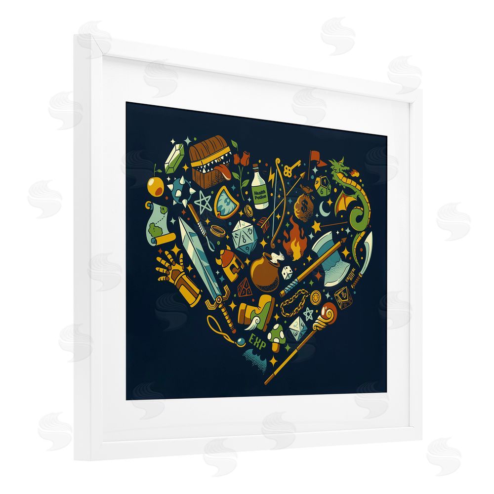 Tobe Fonseca Board Game RPG Trinkets White Framed Print Under Glass Wall Art