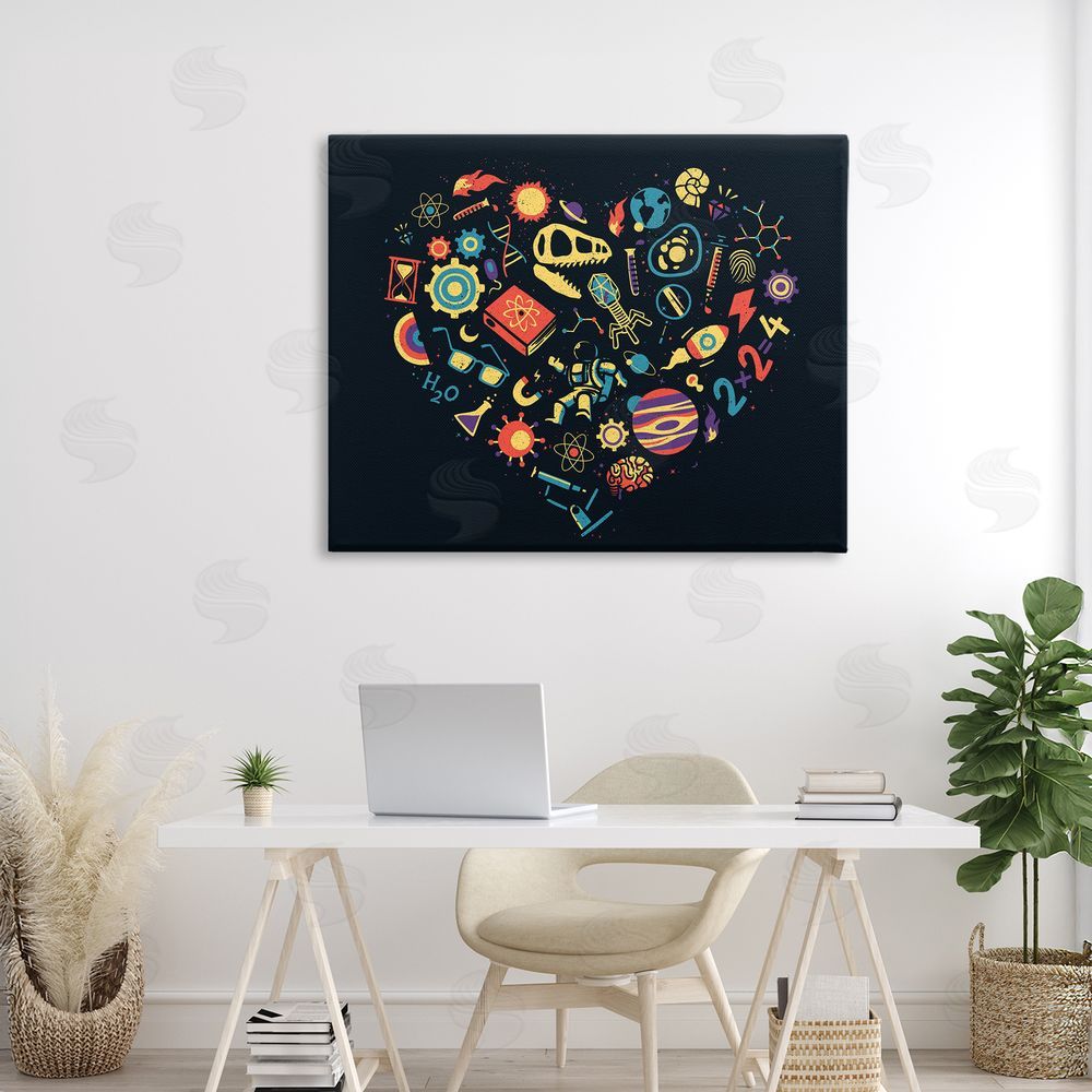 Tobe Fonseca Retro Science Heart Stretched Canvas Wall Art in Room