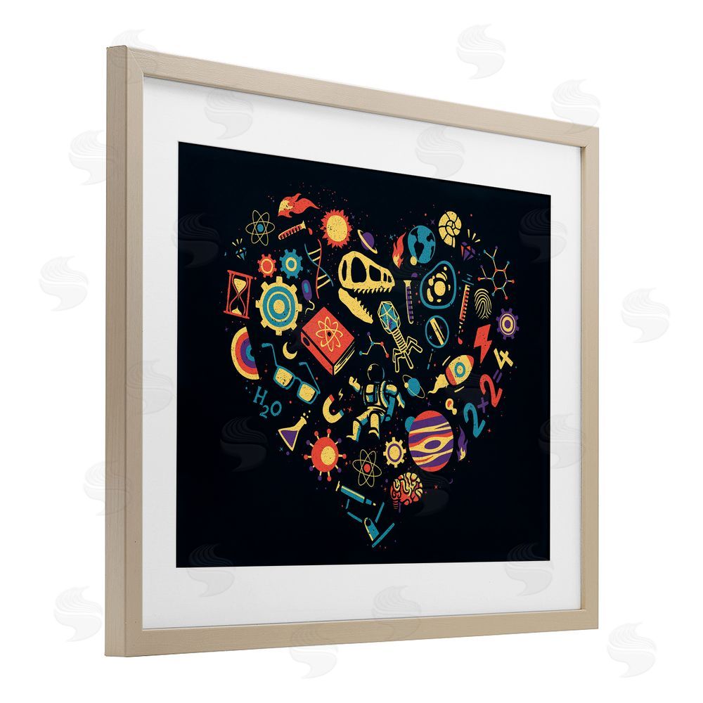 Tobe Fonseca Retro Science Heart Brown Framed Print Under Glass Wall Art
