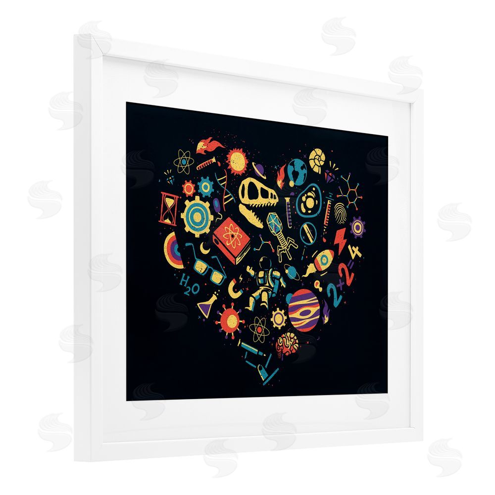 Tobe Fonseca Retro Science Heart White Framed Print Under Glass Wall Art