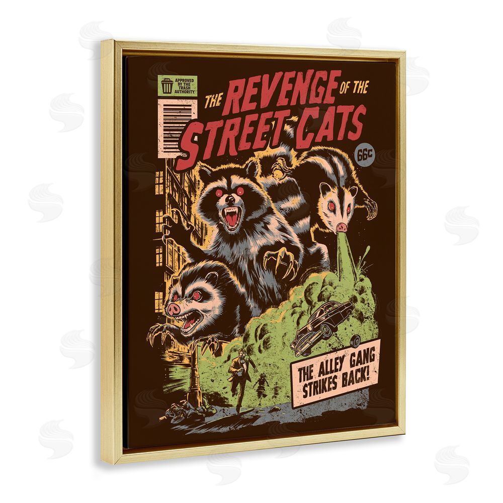 EduEly Designs Revenge Of Street Cats Gold Floating Frame Canvas Wall Art Print