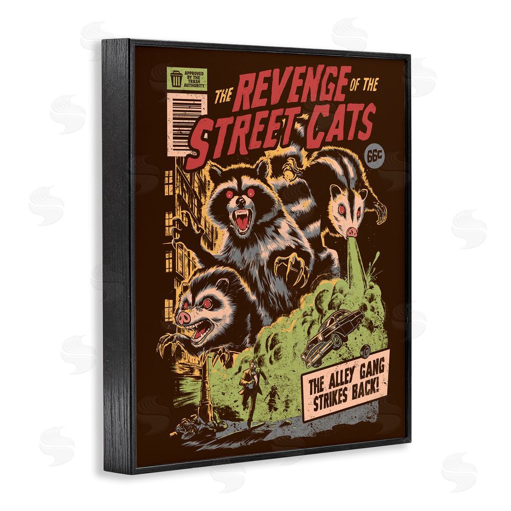 EduEly Designs Revenge Of Street Cats Black Framed Giclee Wall Art Print