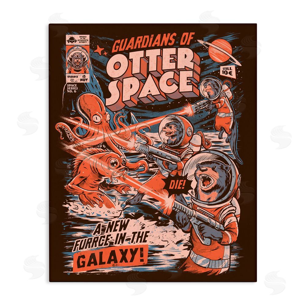 EduEly Designs Guardians Of Otter Space Retro Stretched Canvas Wall Art Print