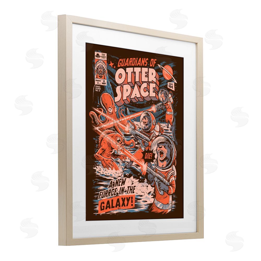 EduEly Designs Guardians Of Otter Space Retro Brown Framed Print Under Glass Wall Art