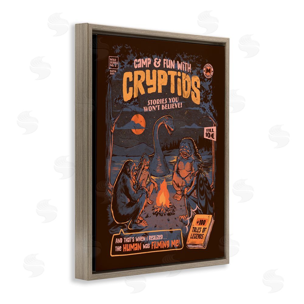 EduEly Designs Cryptid Camp Humor Brown Floating Frame Canvas Wall Art Print