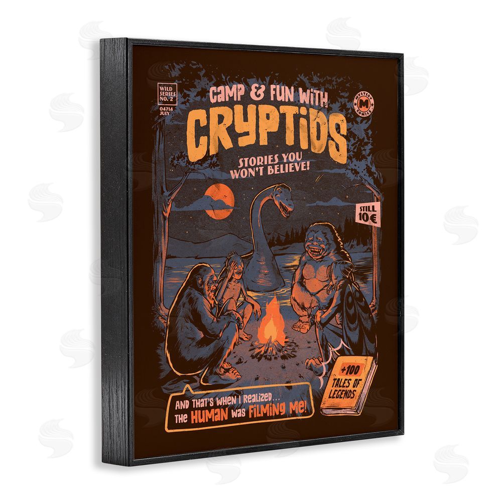 EduEly Designs Cryptid Camp Humor Black Framed Giclee Wall Art Print