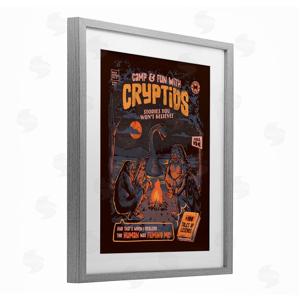 EduEly Designs Cryptid Camp Humor Gray Framed Print Under Glass Wall Art