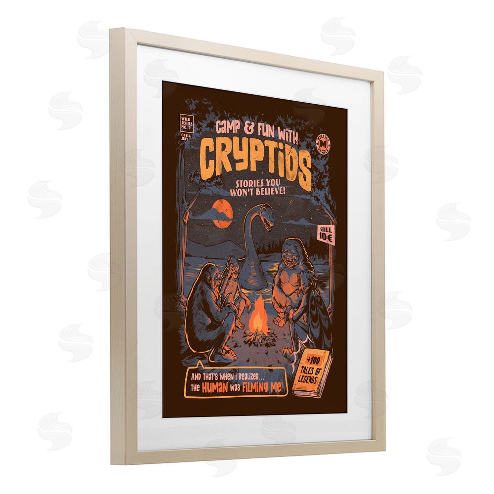 EduEly Designs Cryptid Camp Humor Birch Framed Print Under Glass Wall Art