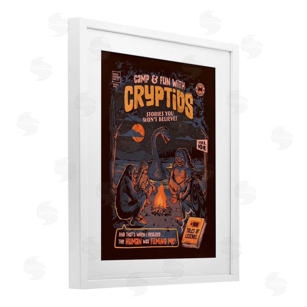 EduEly Designs Cryptid Camp Humor White Framed Print Under Glass Wall Art