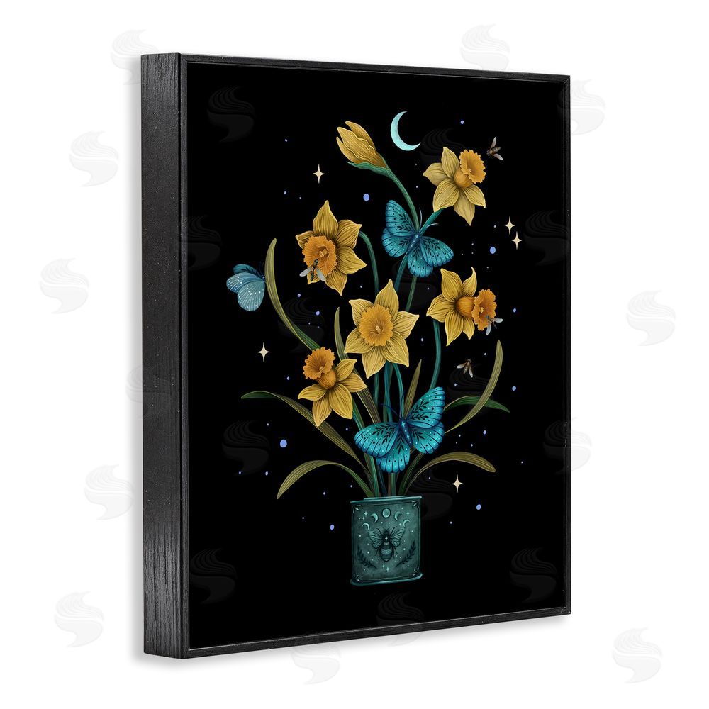 Episodic Drawings Mystical March Daffodils Black Framed Giclee Wall Art Print