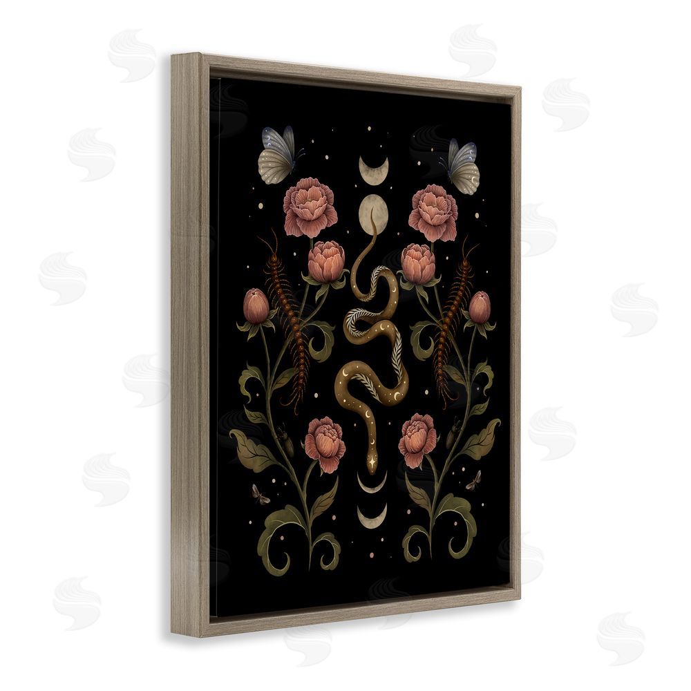 Episodic Drawings Serpentine Garden Symmetry Brown Floating Frame Canvas Wall Art Print