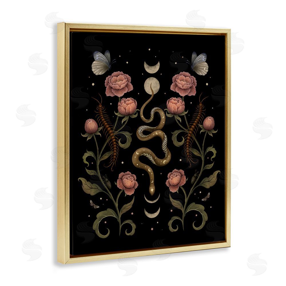 Episodic Drawings Serpentine Garden Symmetry Gold Floating Frame Canvas Wall Art Print