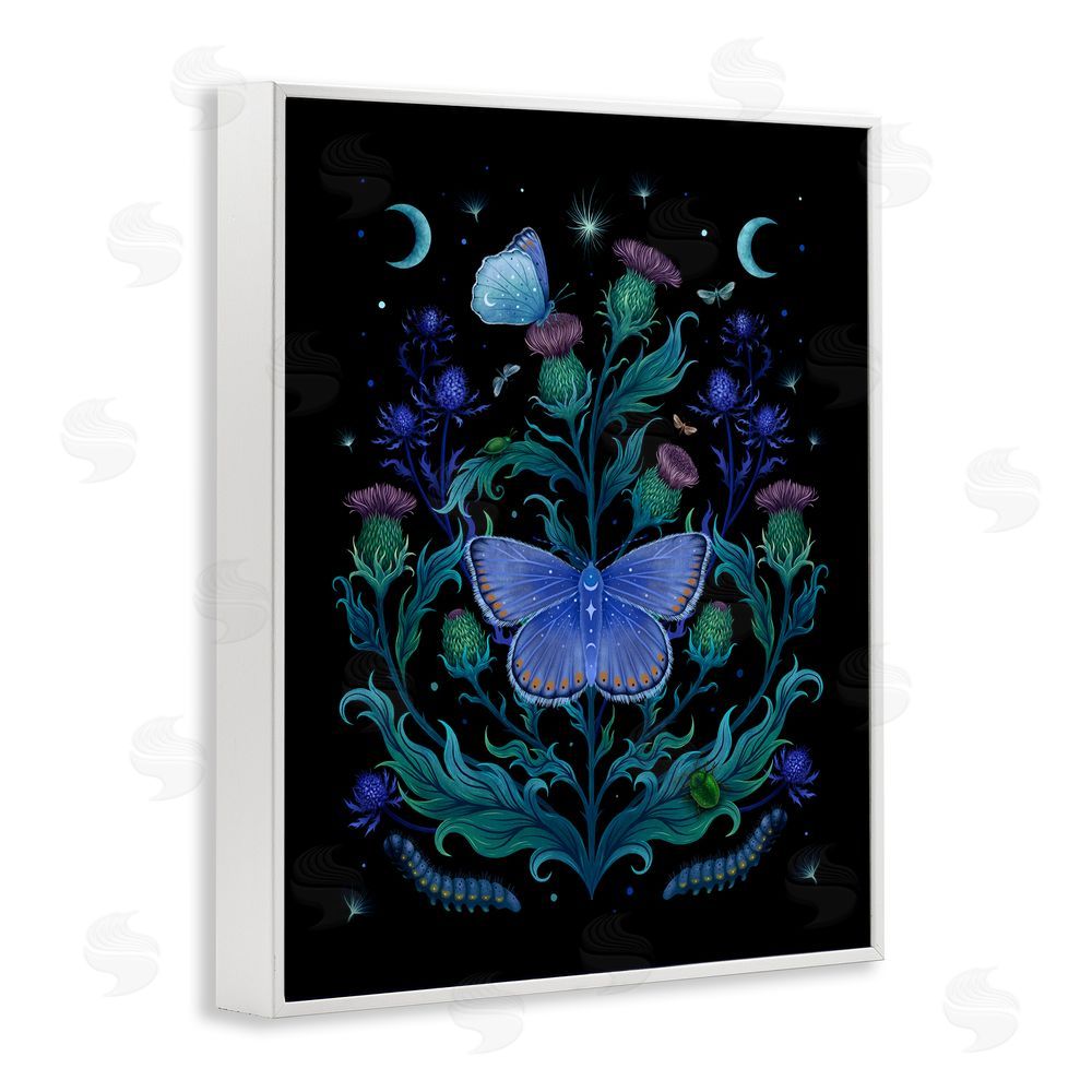Episodic Drawings Thistles & Insects at Night White Framed Giclee Wall Art Print