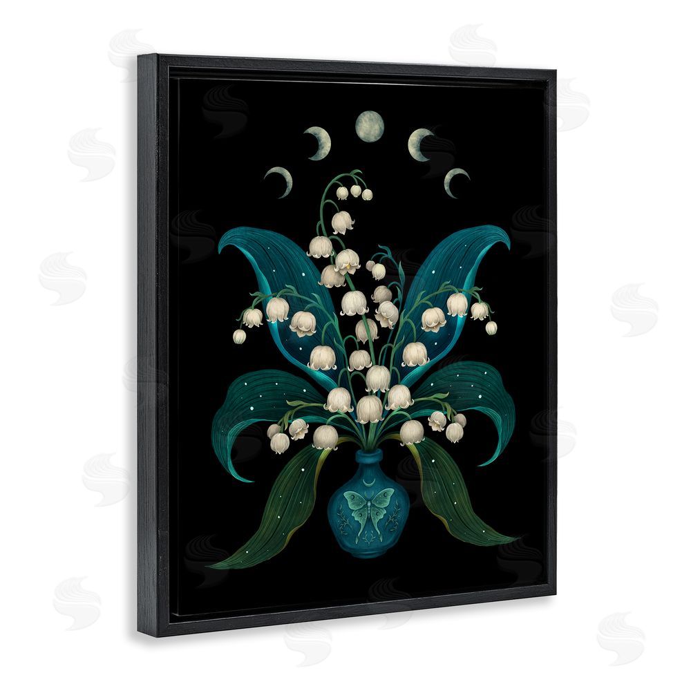 Episodic Drawings Lunar Lily Of Valley Black Floating Frame Canvas Wall Art Print