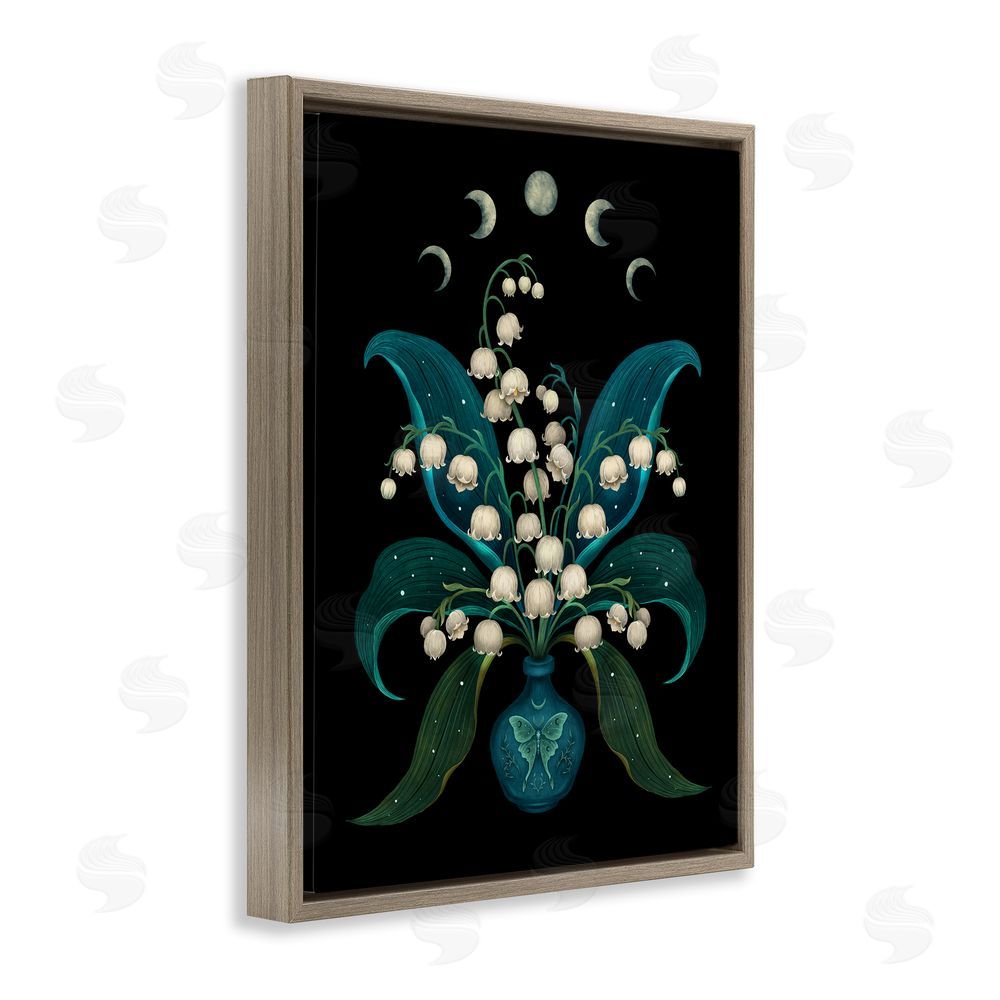 Episodic Drawings Lunar Lily Of Valley Brown Floating Frame Canvas Wall Art Print