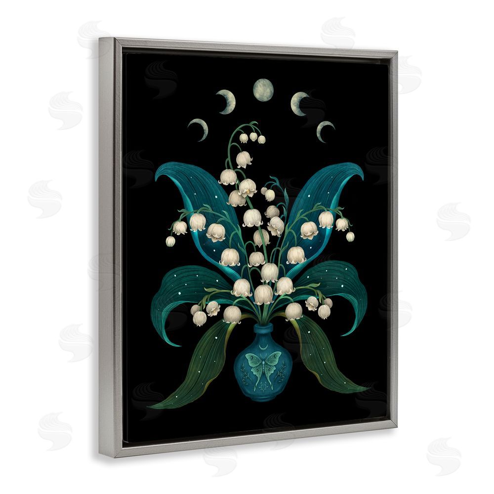 Episodic Drawings Lunar Lily Of Valley Gray Floating Frame Canvas Wall Art Print