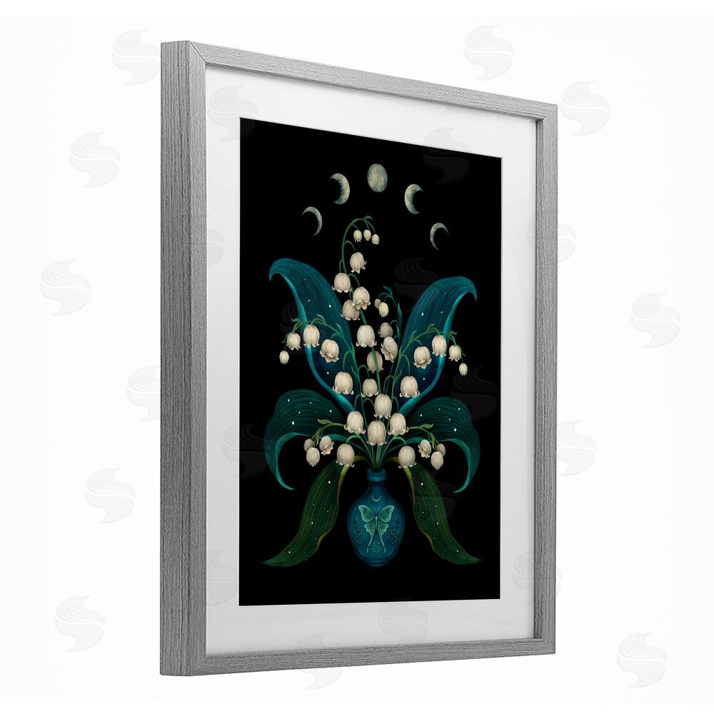 Episodic Drawings Lunar Lily Of Valley Gray Framed Print Under Glass Wall Art