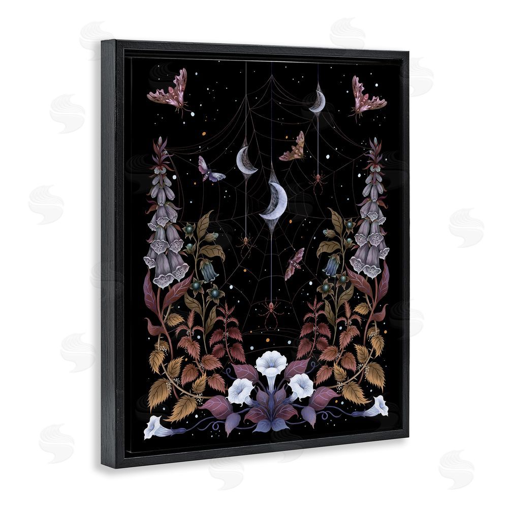 Episodic Drawings Witch Garden with Spider Webs Black Floating Frame Canvas Wall Art Print