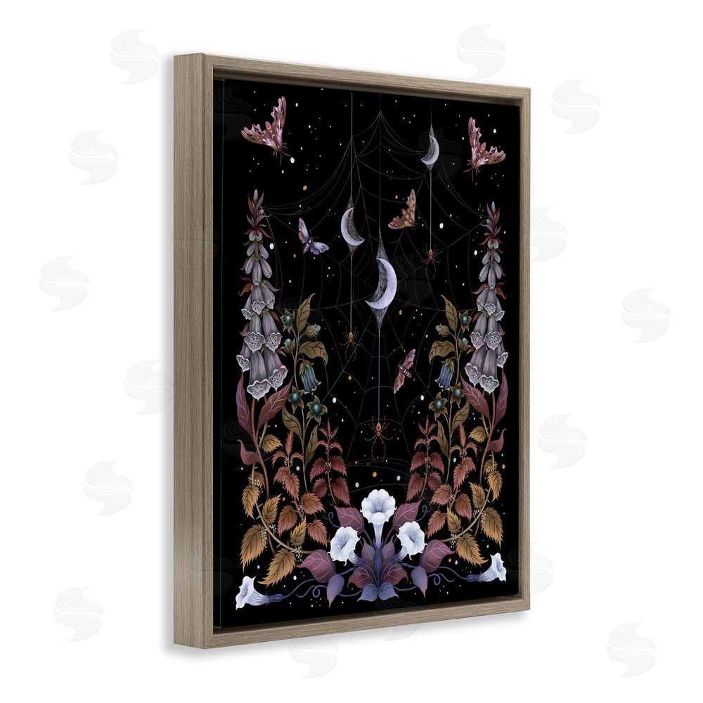Episodic Drawings Witch Garden with Spider Webs Brown Floating Frame Canvas Wall Art Print