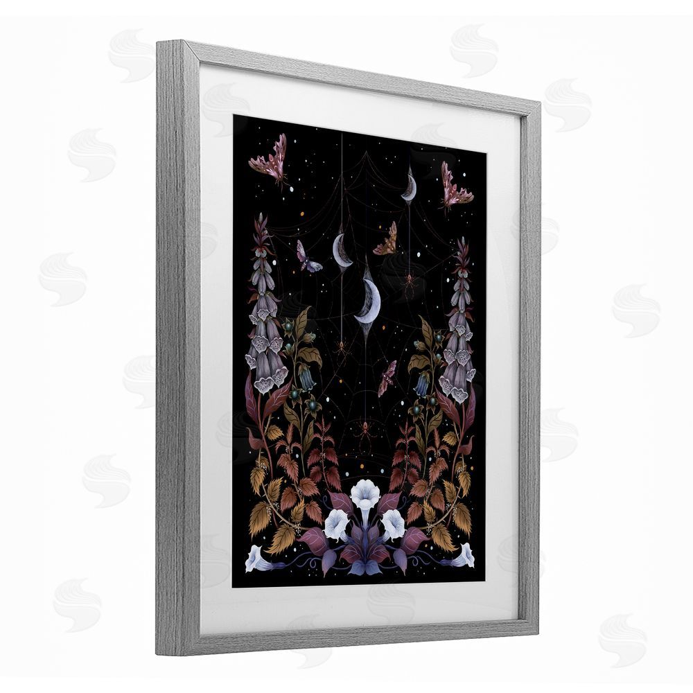 Episodic Drawings Witch Garden with Spider Webs Gray Framed Print Under Glass Wall Art