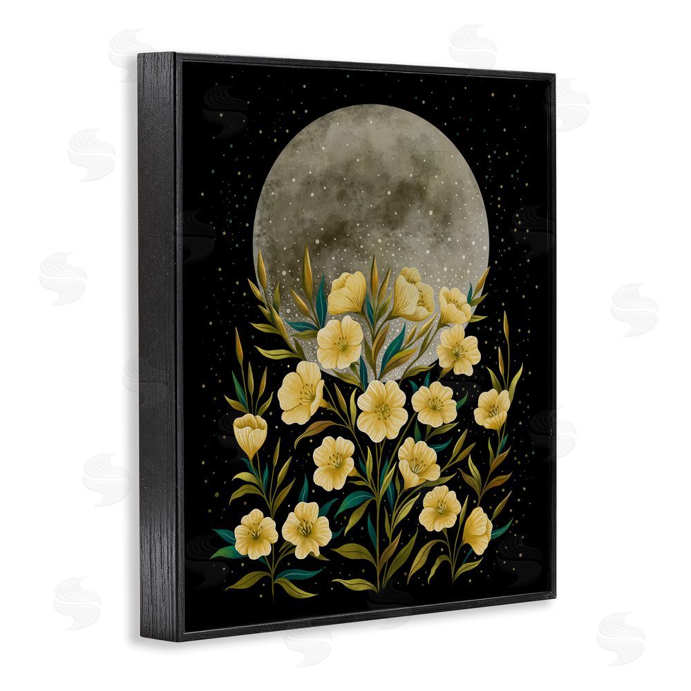 Episodic Drawings Moon Greeting Yellow Flowers Black Framed Giclee Wall Art Print