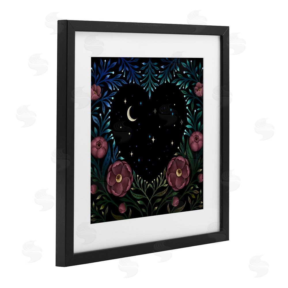 Episodic Drawings Heart Night Sky Garden Black Framed Print Under Glass Wall Art